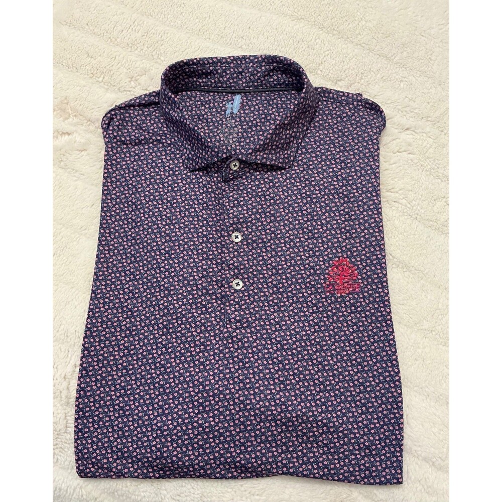 Featherweight Performance Polo - Blue/Pink Floral “La Gorce”johnnie-O  XL